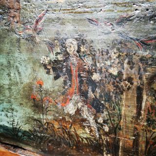 baúl antiguo. pintura.