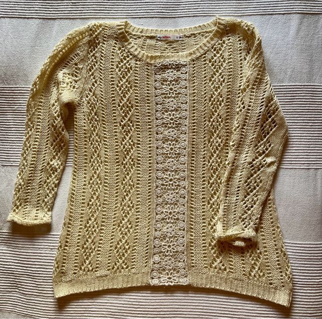 Jersey beige punto calado aberturas