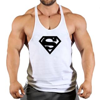 CAMISETA TIRANTES FITNESS-SUPERMAN-BLANCA-NUEVA
