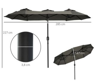 Sombrilla grande reclinable gris NUEVA