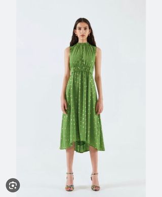 Vestido verde lunares dorados, perfecto estado .