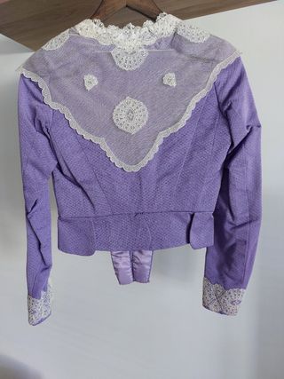 corpiño fallera manga larga con peinador blanco