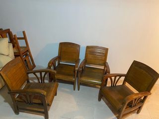 Sillones coloniales de bambú y teca antiguos