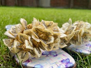 Sandalia/ pala con flores bordadas y pasamaner