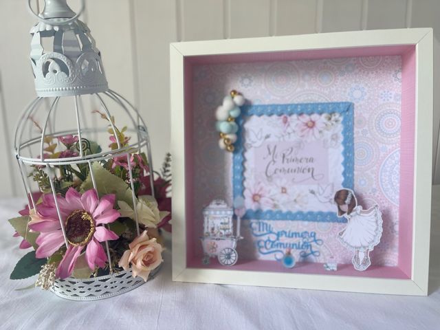 Cuadro 3D comunión niña