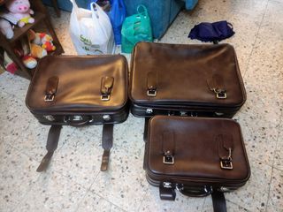 JUEGO DE 3 MALETAS DE CUERO VINTAGE