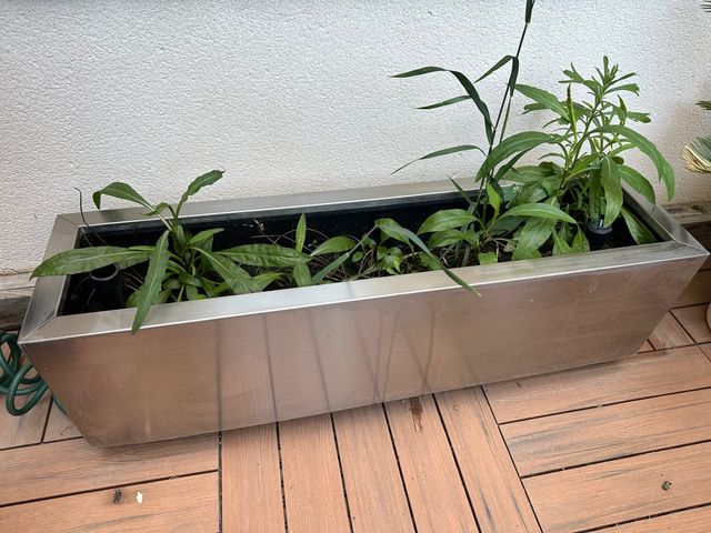 Maceta autorriego acero inoxidable