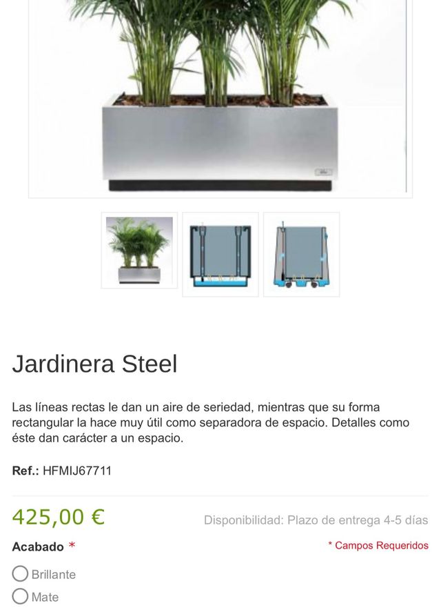 Maceta autorriego acero inoxidable