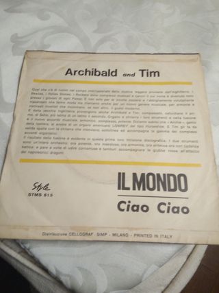 Vinile Originale anni '60. "Ciao Ciao" e Il Mondo