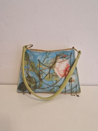 Bolso Cartera verde estampado con toques dorados