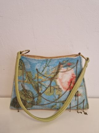 Bolso Cartera verde estampado con toques dorados