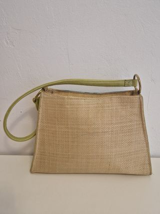 Bolso Cartera verde estampado con toques dorados