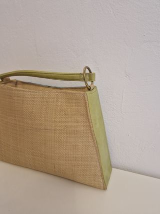 Bolso Cartera verde estampado con toques dorados