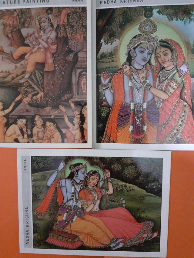 Colección de 3 postales de arte indio