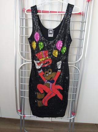 Vestido lentejuelas negro y dibujo animado Talla M