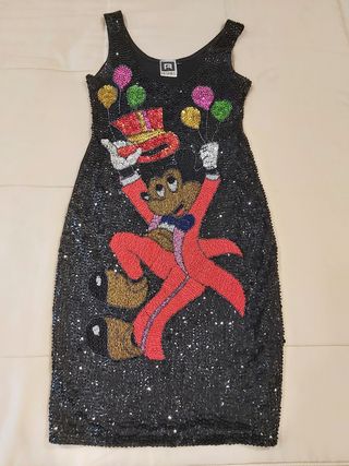 Vestido lentejuelas negro y dibujo animado Talla M