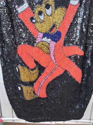 Vestido lentejuelas negro y dibujo animado Talla M