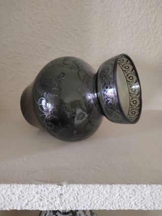 Jarrón de cristal verde