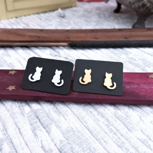 Pendientes de gato Acero inoxidable Regalo Navidad