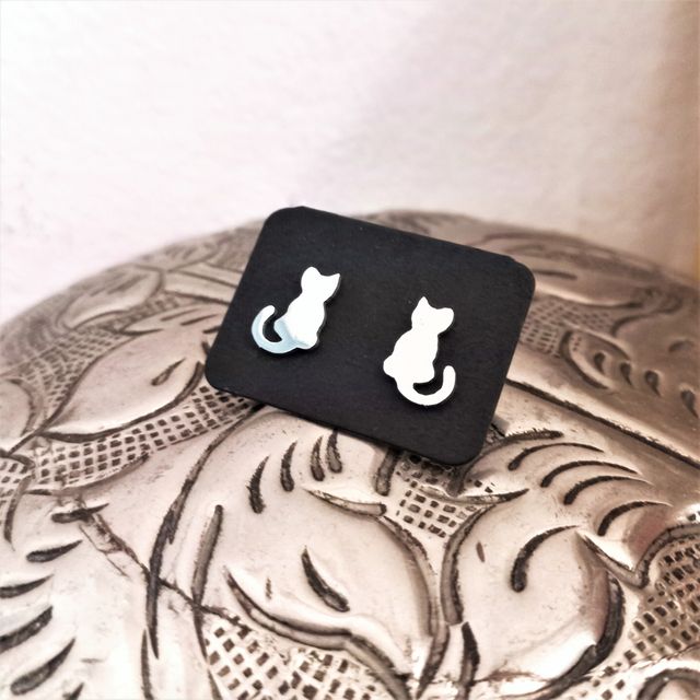 Pendientes de gato Acero inoxidable Regalo Navidad
