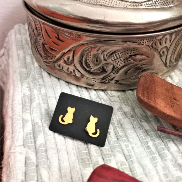 Pendientes de gato Acero inoxidable Regalo Navidad