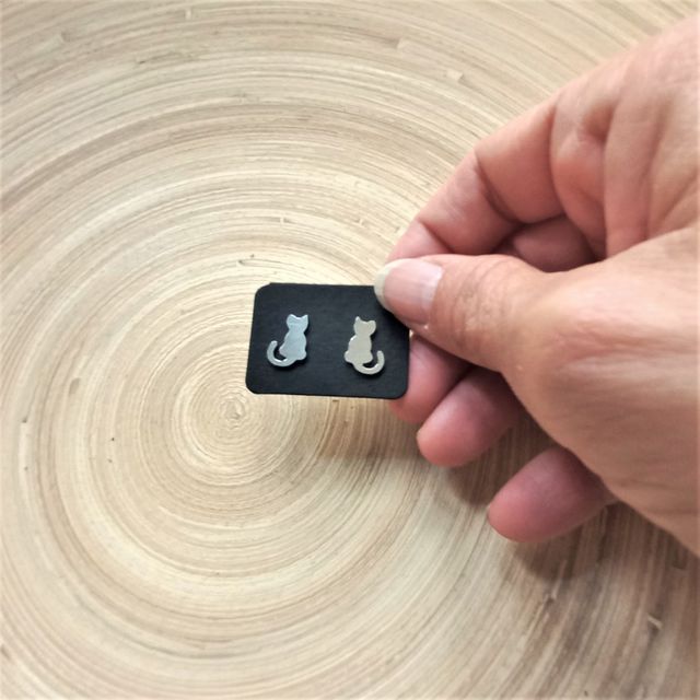 Pendientes de gato Acero inoxidable Regalo Navidad