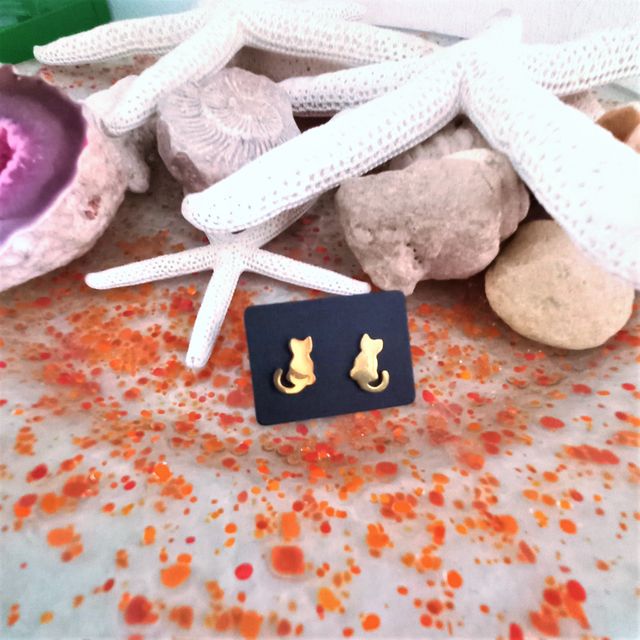 Pendientes de gato Acero inoxidable Regalo Navidad