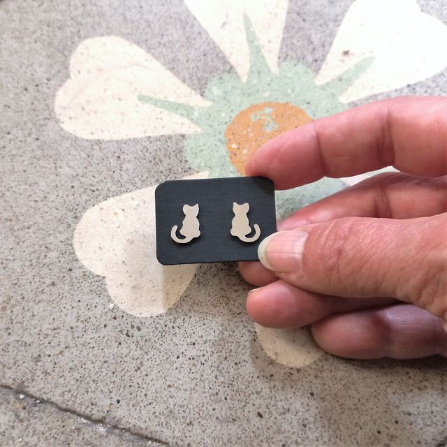 Pendientes de gato Acero inoxidable Regalo Navidad