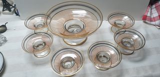 Juego de fuente y copas de cristal