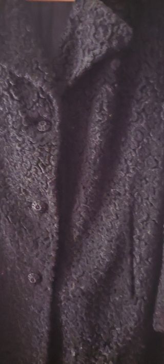 Abrigo de Astracán, negro, con forro