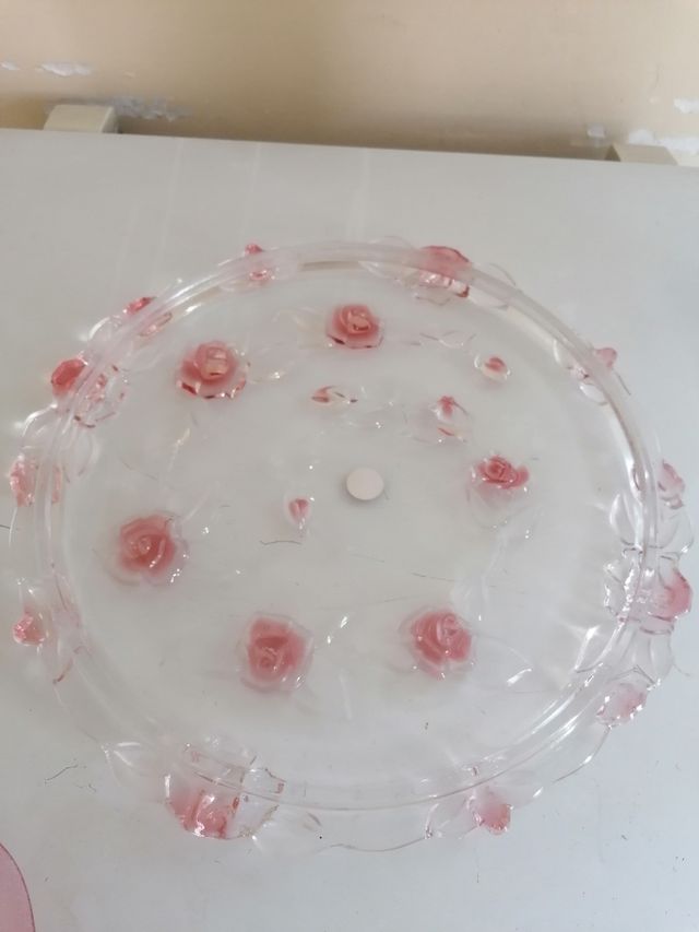 Grande vassoio e sotto vassoio di vetro