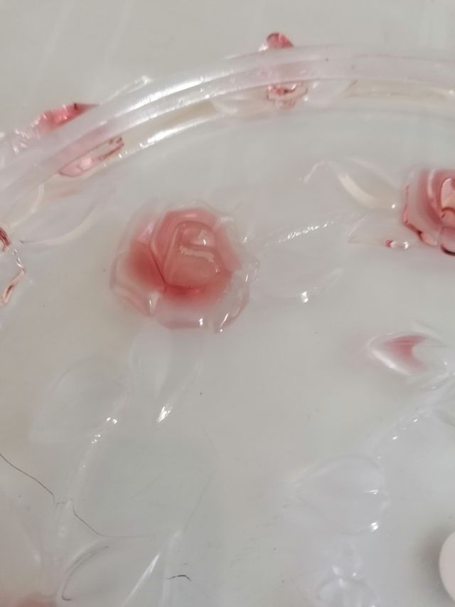 Grande vassoio e sotto vassoio di vetro