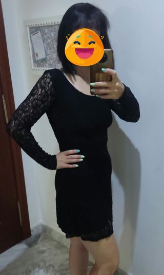 vestido negro encaje talla M de Inside