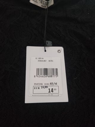 vestido negro encaje talla M de Inside