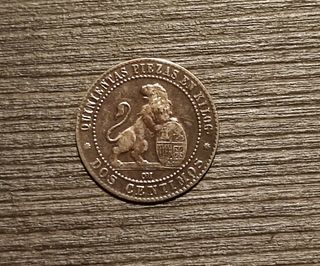 Moneda Española de 2 centimos año 1870