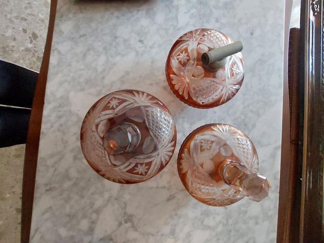 Conjunto tocador años 60 cristal.