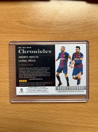 LIONEL MESSI + INIESTA PATCH PANINI TOPPS CROMO 