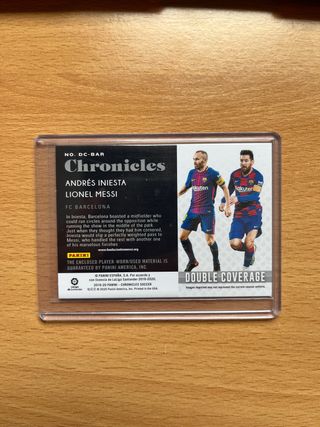 LIONEL MESSI + INIESTA PATCH PANINI TOPPS CROMO 