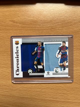 LIONEL MESSI + INIESTA PATCH PANINI TOPPS CROMO 