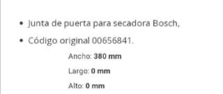 Junta para SECADORAS BOSCH