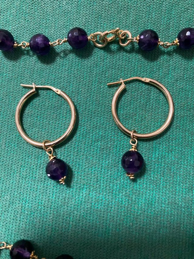 Parure Collana Orecchini Ametista Argento