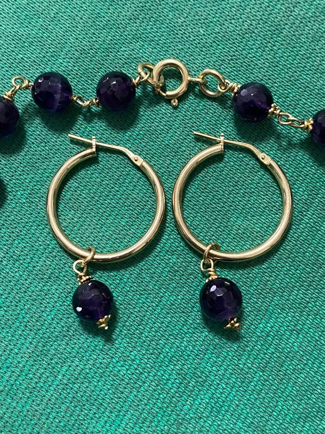 Parure Collana Orecchini Ametista Argento