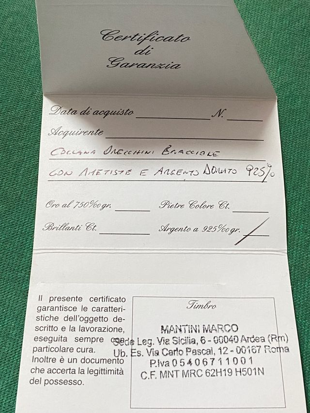 Parure Collana Orecchini Ametista Argento