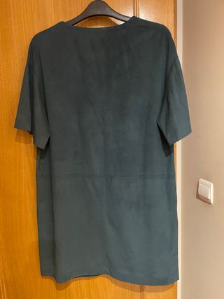 Vestido verde antelina VIOLETA-MANGO tL(grandes)