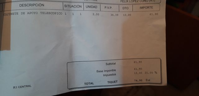 2 cojinetes de apoyo telescópico ford