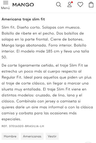 Traje hombre Mango