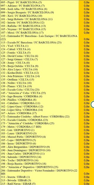 Cromos La Liga 2014/15 colecc.ESTE