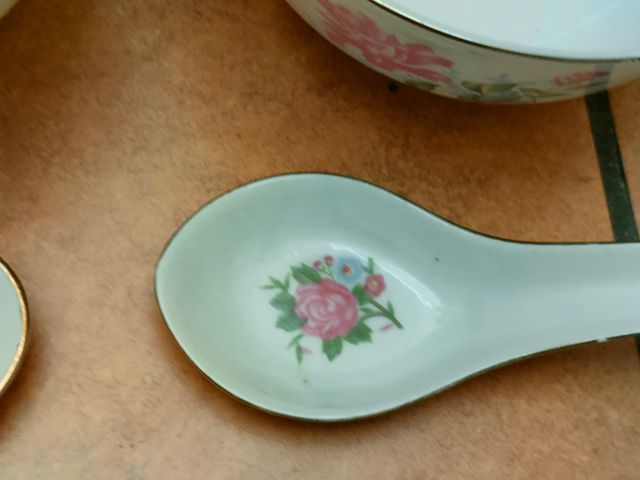 Set de 2 bol porcelana con sus cucharas vintage