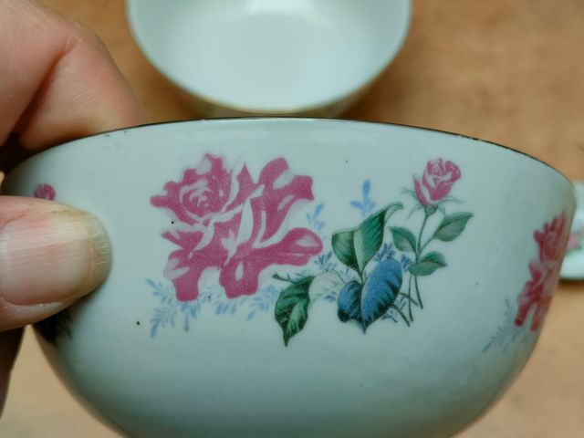 Set de 2 bol porcelana con sus cucharas vintage