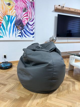 Puff Pera Polipiel Interior Gris XXL de HAPPERS